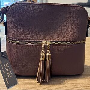Brown Crossbody Bag with Tassel